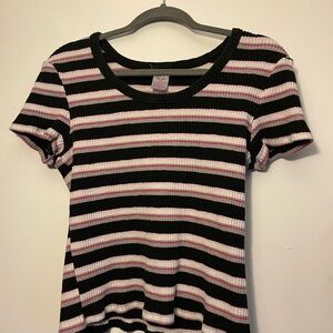 No Boundaries Black and Pink Striped Top